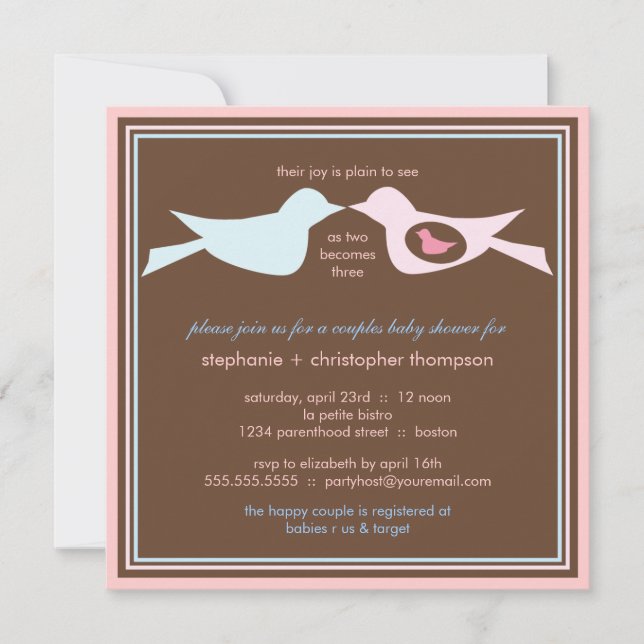 Bird Family Couples Baby Shower Invitation (Front)
