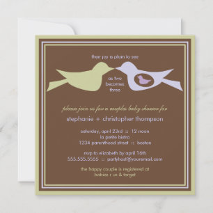 Bird Family Couples Baby Shower Lilac & Sage Invitation