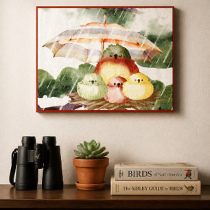 Bird Family Shelter from the Storm Canvas Print