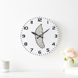 Bird Feather Large Clock
