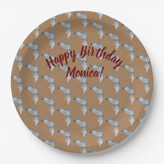 Bird feather paper plate (Front)