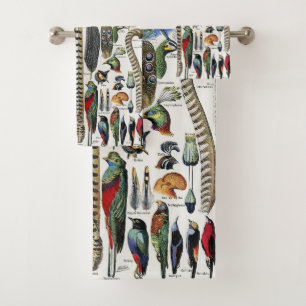 Bird Feather Wildlife Antique Feathers Art Nouveau Bath Towel Set