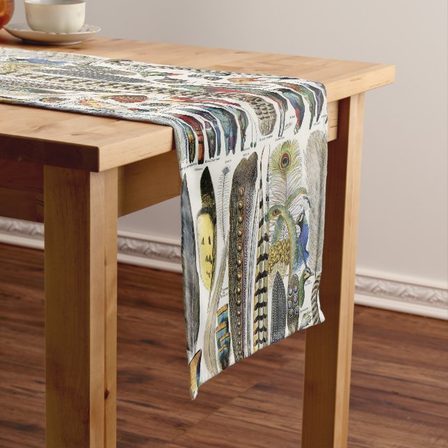 Bird Feather Wildlife Antique Feathers Art Nouveau Long Table Runner (In Situ)