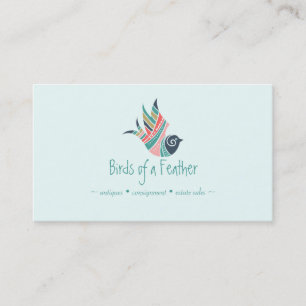 Bird Feathers Logo Bohemian Country Artistic Business Card