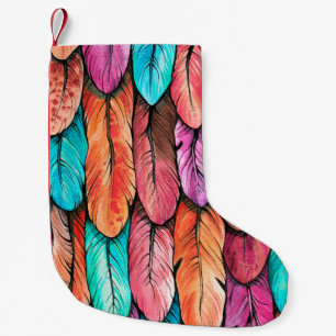 Bird feathers seamless pattern. Hand drawing water Small Christmas Stocking