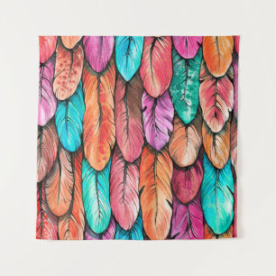 Bird feathers seamless pattern. Hand drawing water Tapestry