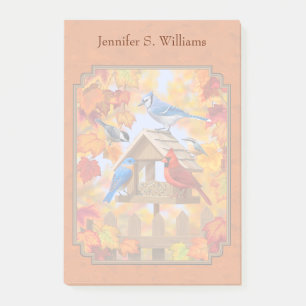 Bird Feeder Gathering Autumn Orange Post-it Notes