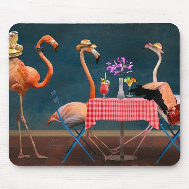 Bird - Flamingo - Wading tables Mouse Pad (Front)