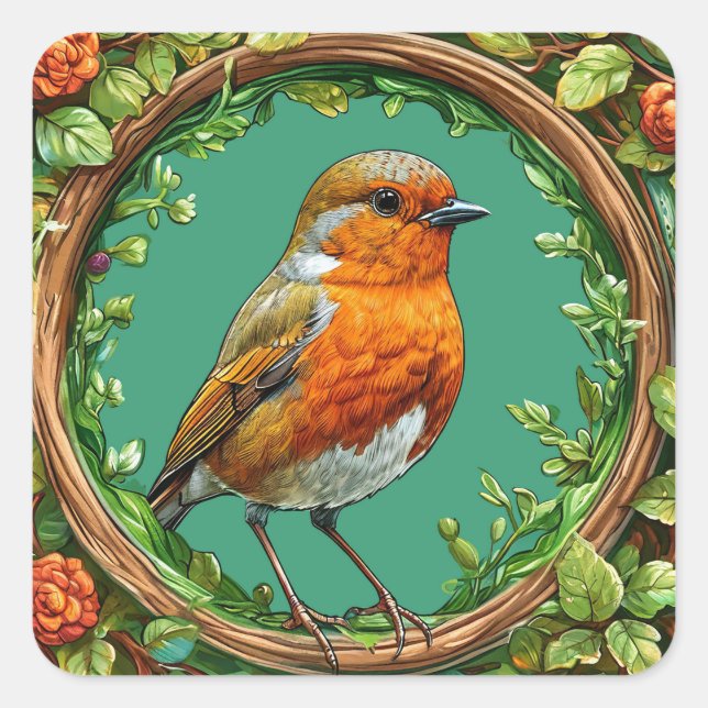 🐦 Bird Floral Frame Sticker Garden Nature Gift 🌸 (Front)