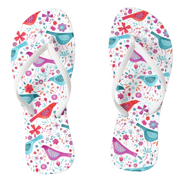 Bird Floral Watercolor Jandals (Footbed)