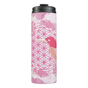 Bird flower of life thermal tumbler