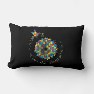 Bird Flower Ribbon Puzzle Live Love Accept Autism  Lumbar Cushion