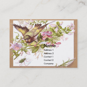 Bird, Flowers & Bug Victorian Trade Card