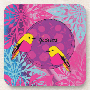 bird, flowers,green,natural, animal,purple,positiv coaster