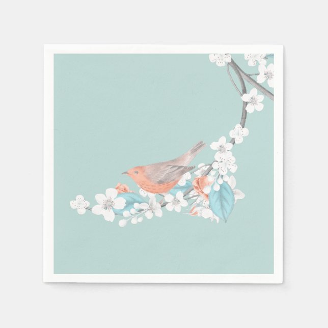 Bird & Flowers Napkin (Front)