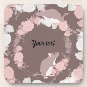 bird, flowers, natural, animal,pink, coaster