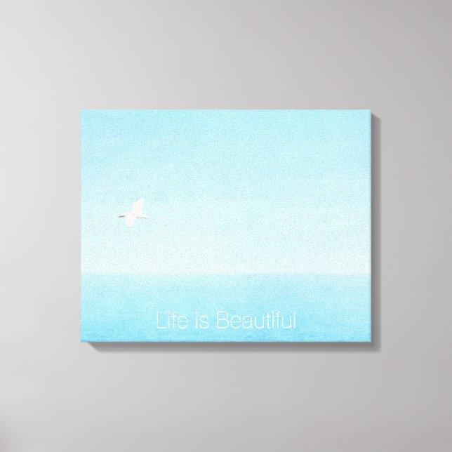 Bird Flying over Ocean in Hawaii Inspirational Canvas Print (Front)
