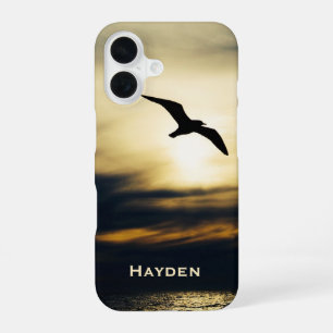 Bird Flying Silhouette Sunset Personalised iPhone 16 Case
