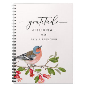 Bird Foliage Gratitude Journal Personalised Pink