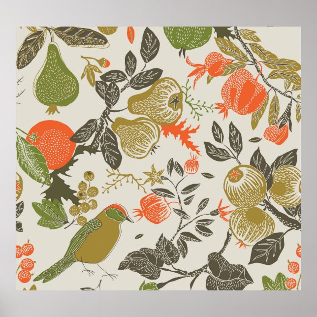 Bird Fruit Garden: Seamless Poster (Front)