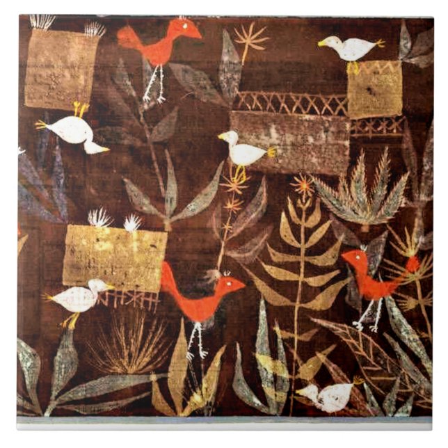 Bird Garden, colourful abstract art by Paul Klee, Tile (Front)
