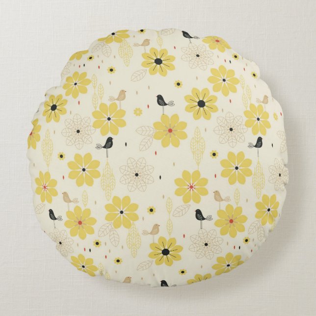 Bird Garden Round Cushion (Front)