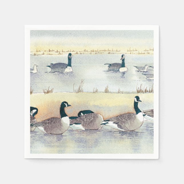 Bird Geese Watercolor Country Rustic Paper Napkins (Front)