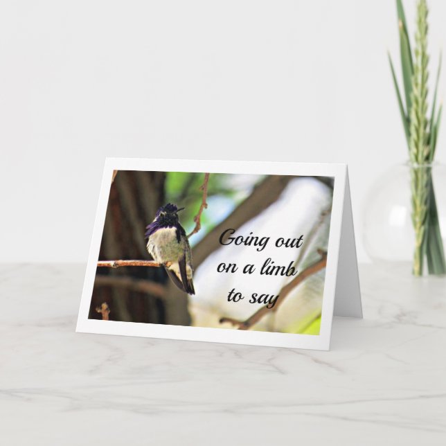 BIRD GOES OUT ON A LIMB TO SAY HAPPY 50th BIRTHDAY Card (Front)