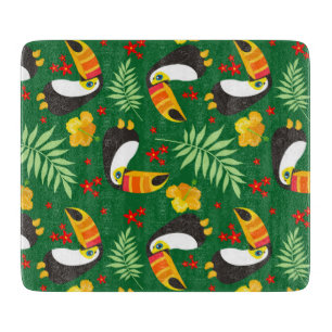 Bird Green Leave Orange Red Flower Tropical Jungle Cutting Board
