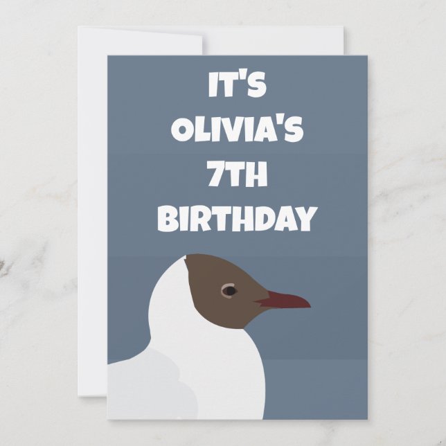 Bird Gull Seagull Kids Birthday Party Invitation (Front)