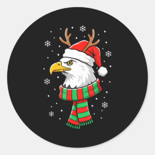 Bird Holiday, Santa Hat, Reindeer Antlers &amp; Fe Classic Round Sticker