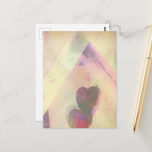 Bird House Heart Abstract Postcard (Front/Back In Situ)