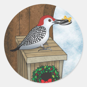 Bird House Holiday Classic Round Sticker