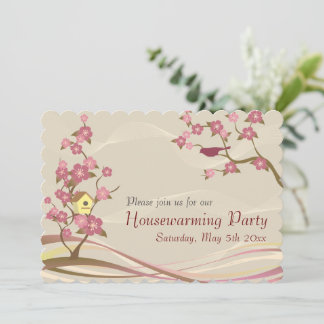 Bird House Housewarming Party Inviation Grey Invitation