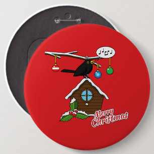 Bird House Merry Christmas 6 Cm Round Badge