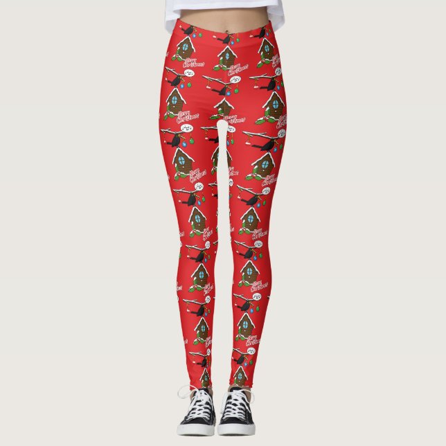 Bird House Merry Christmas Leggings (Front)