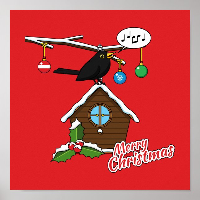 Bird House Merry Christmas Poster (Front)