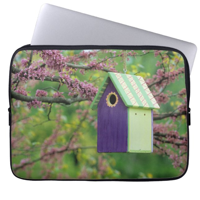 Bird House On A Redbud Tree Laptop Sleeve (Front)