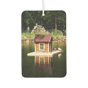 Bird house with pond and alphine slide car air freshener