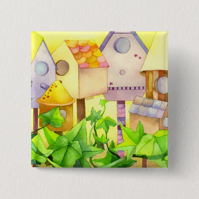 Bird Houses Button (Front)