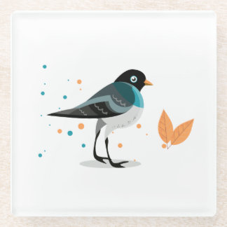 Bird illustration - Autumn colors Glass Coaster