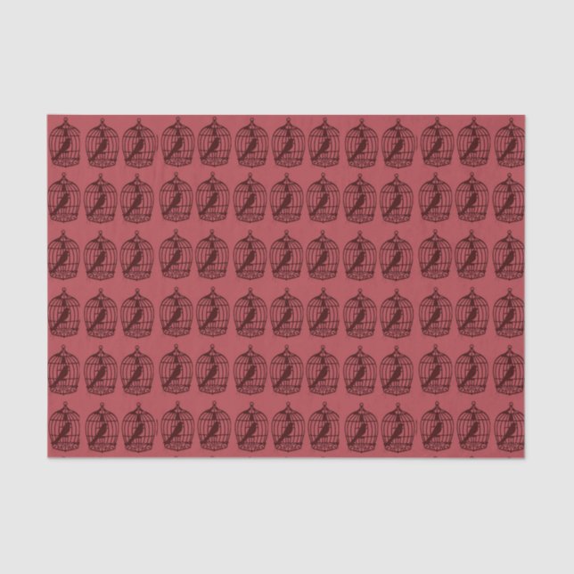 Bird in a Cage Burgundy Pattern Tissue Paper (Front)
