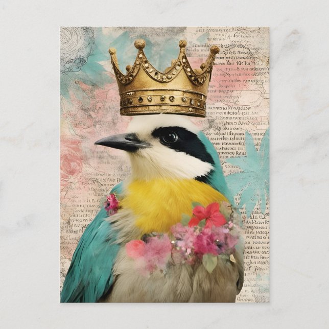 Bird in a Crown Collage Postcard (Front)