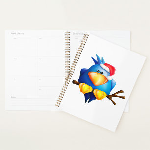 Bird In A Santa Hat Spiral Planner