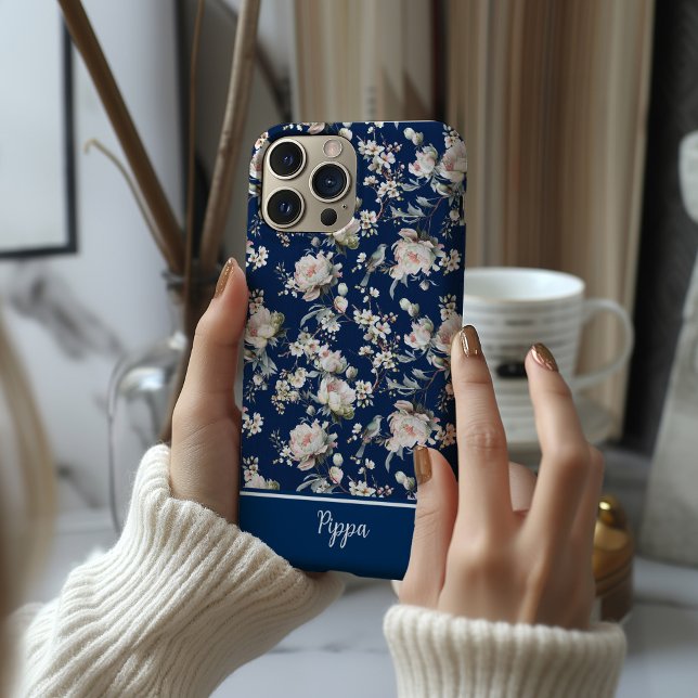 Bird in Blossom Navy Blue MagSafe Tough (Blossom bird navy phone case
)