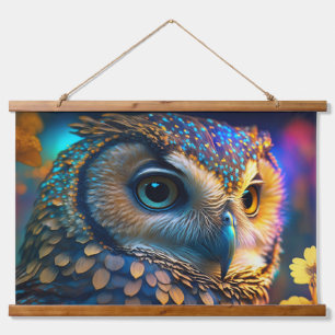 Bird in colourful flowers Hanging Tapestry