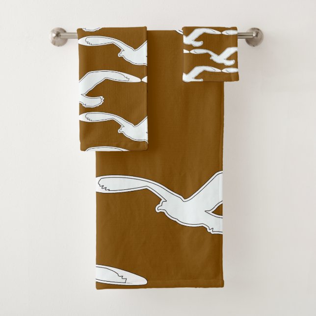 Bird In Flight Bath Accessory Brown        Towel Set (Insitu)
