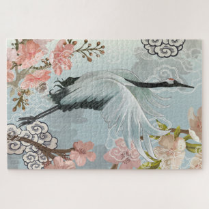 Bird in Flight   Flower Blossoms Jigsaw Puzzle