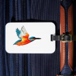 Bird in Flight Flying Kingfisher Luggage Tag<br><div class="desc">Colourful bird with my popular kingfisher glass painting. This flying kingfisher image is available on matching accessories.
For original glass paintings see my website www.animalglassdesigns.co.uk ©Annabel Potter</div>