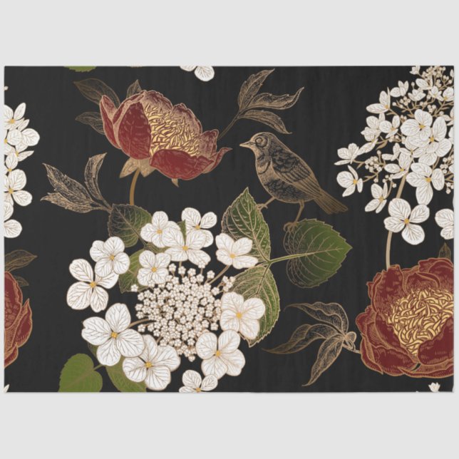 Bird in Flower Bloom Tissue Paper (Front)
